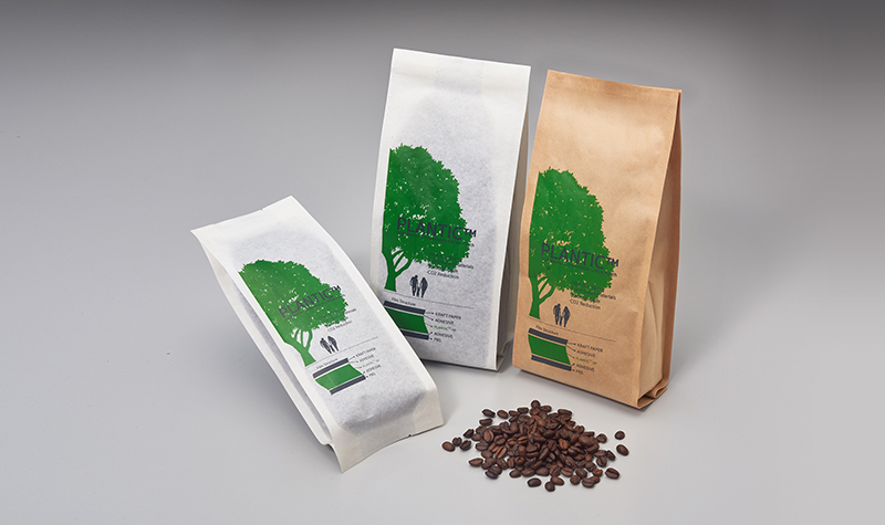 Coffee bean packaging made using PLANTICTM